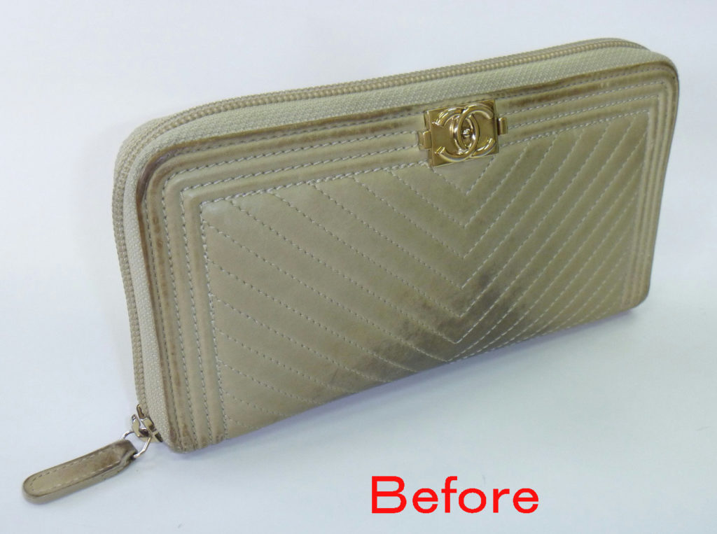 CHANELの長財布の修理です | 革の修理と補修と色直しのワールドリペア千葉