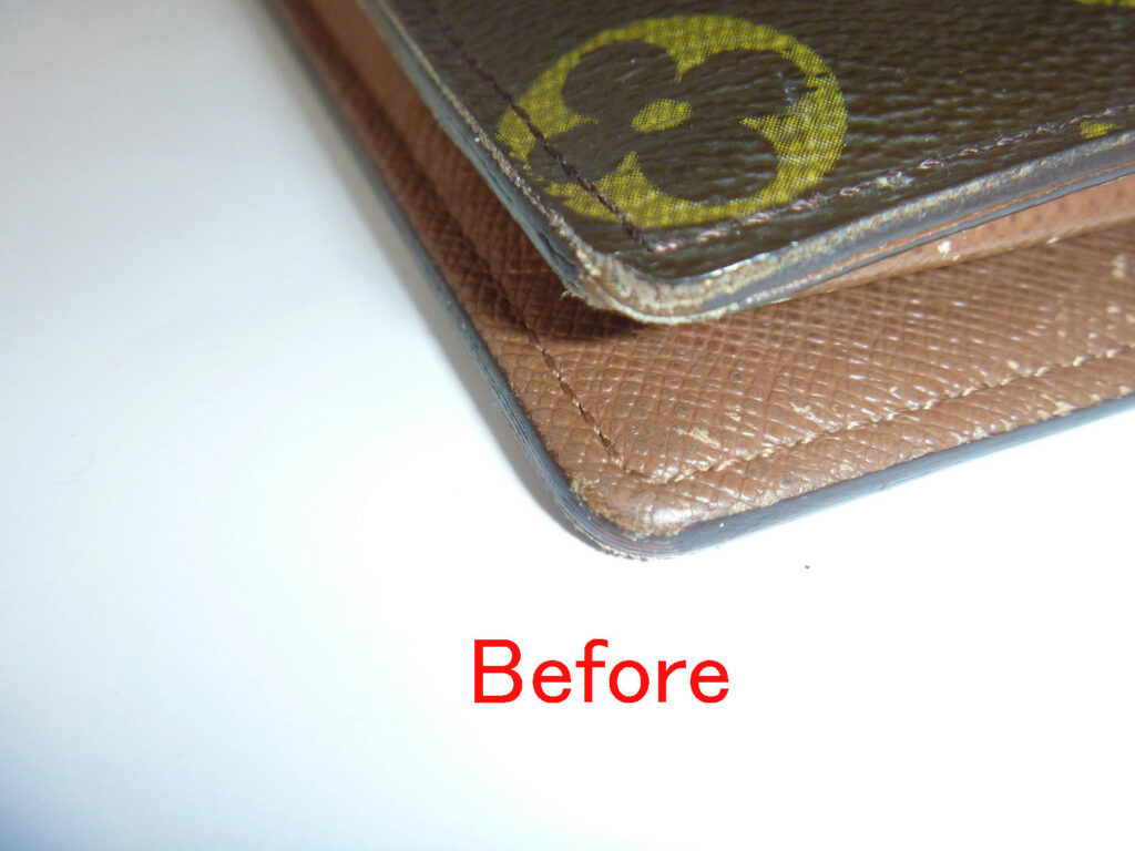 LOUIS VUITTON長財布のコバ修理です | 革の修理と補修と色直しの 