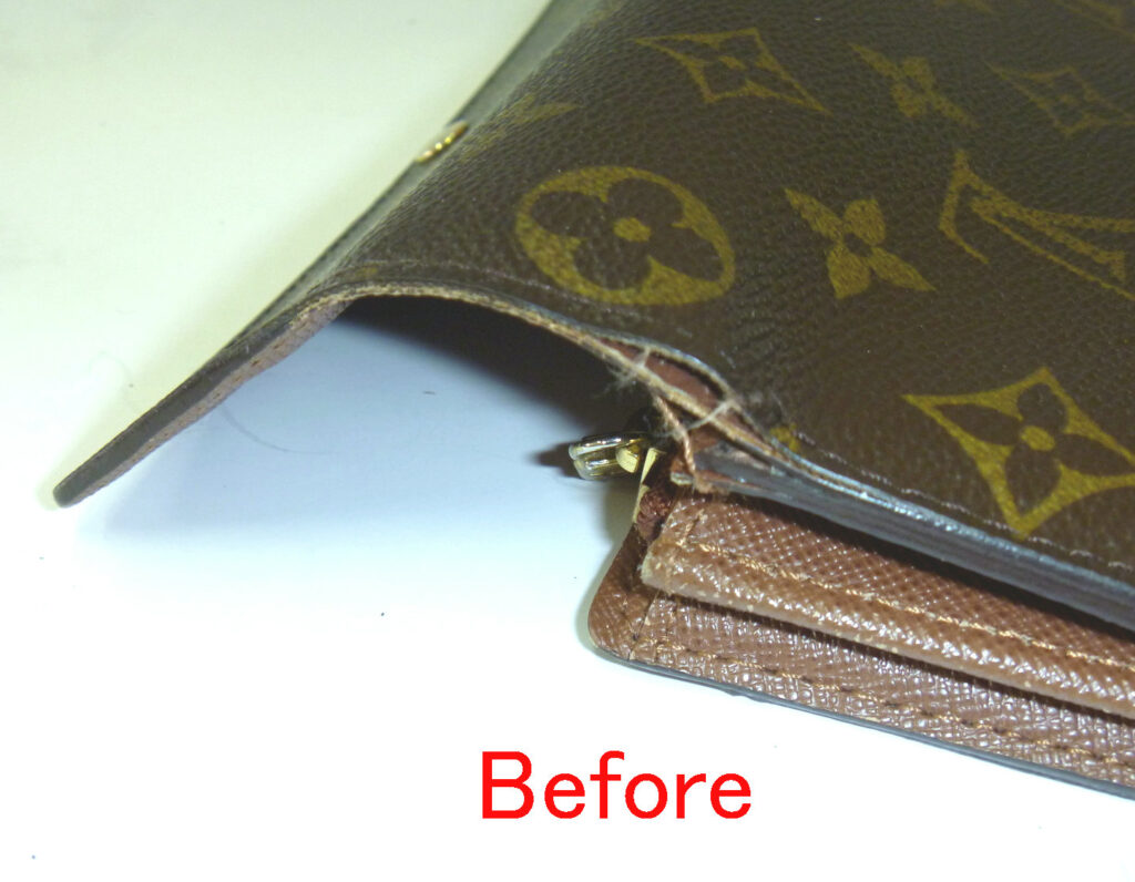 LOUIS VUITTON長財布の修理です | 革の修理と補修と色直しのワールド
