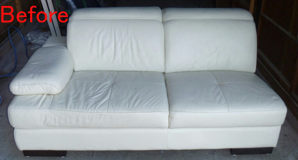 白いソファのクリーニングと色補修 | 革の修理と補修と色直しの ...
