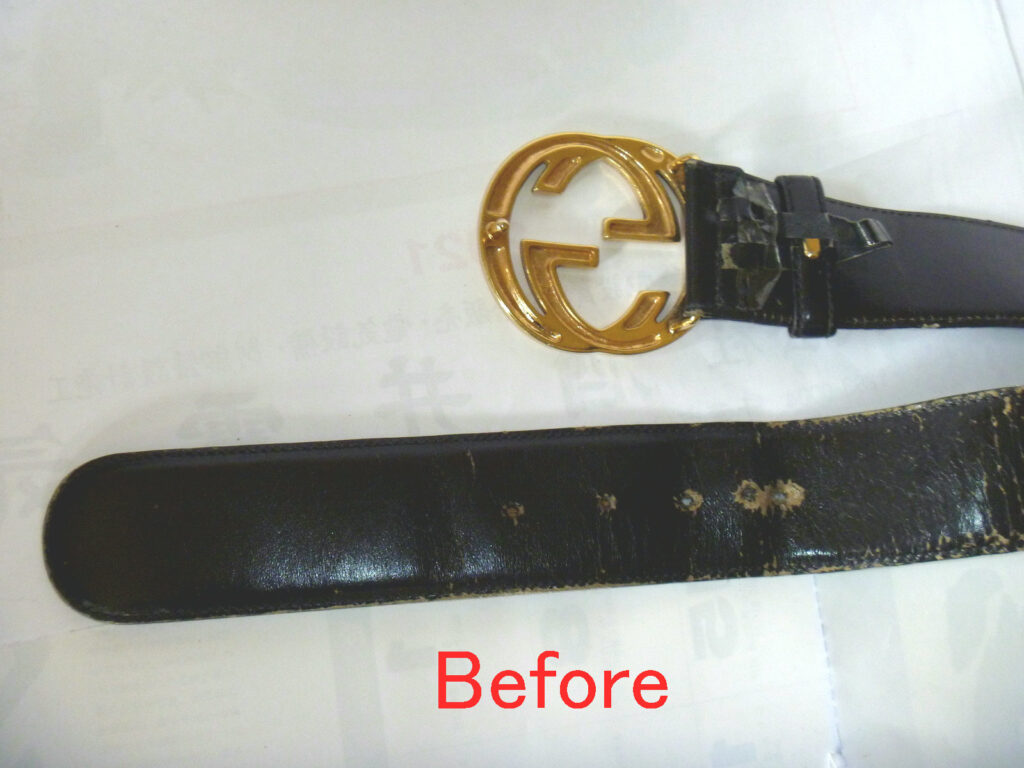 GUCCIベルトの全体リペア | 革の修理と補修と色直しのワールドリペア千葉